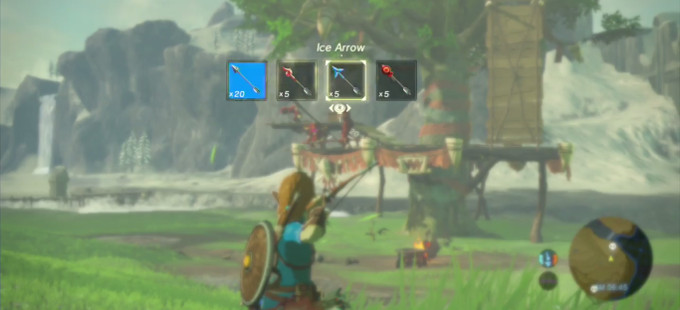 Arco y flecha en acción en The Legend of Zelda: Breath of the Wild