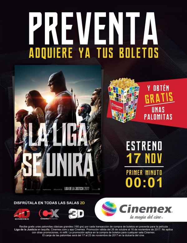 Justice League en México podría ser exclusiva de Cinemex