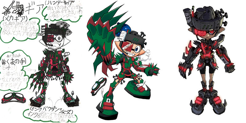 Evolución del traje Mecha Gear de CoroCoro Comic de Splatoon 2