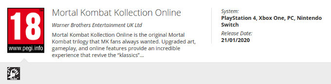 Mortal Kombat Kollection Online para Nintendo Switch revelado antes de tiempo