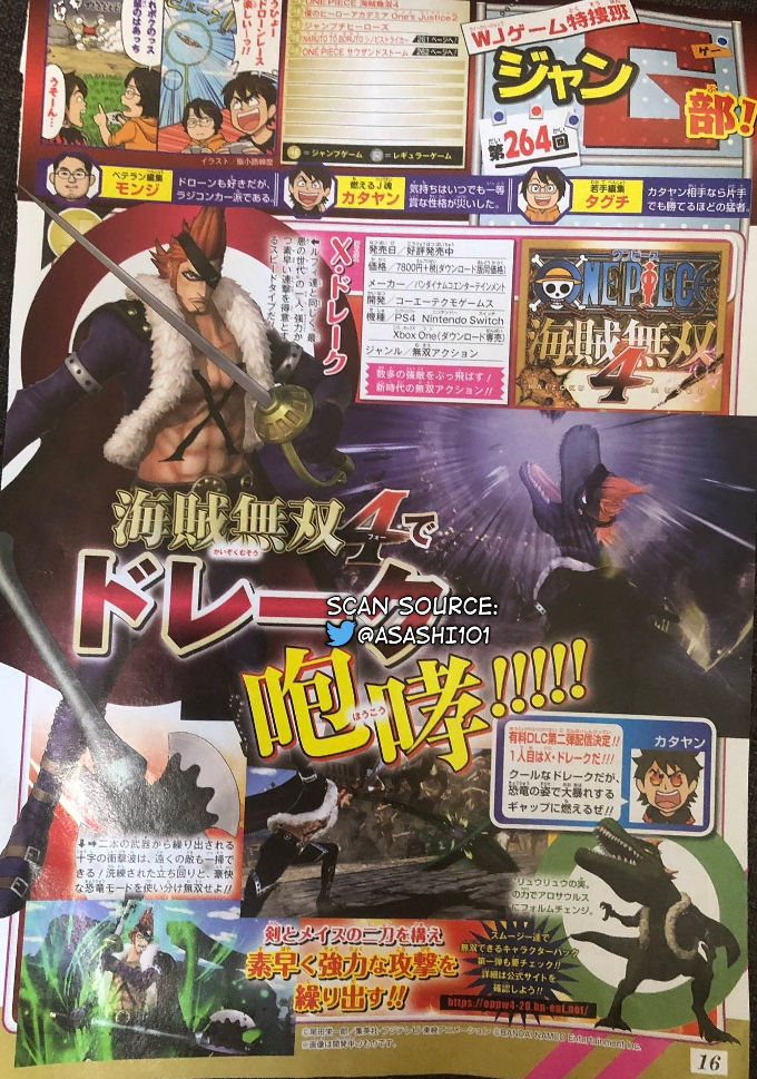 One Piece Pirate Warriors 4 Tendra A X Drake Como Personaje Controlable Universo Nintendo