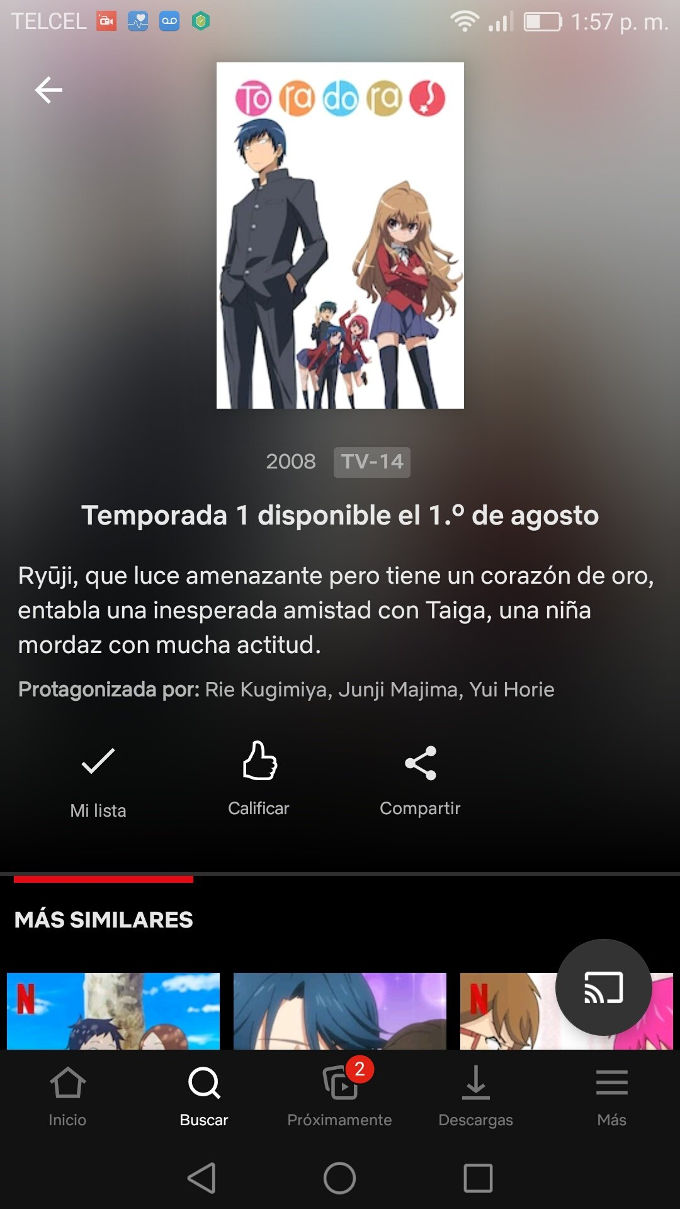 [Anime Netflix] Toradora! estará disponible en agosto