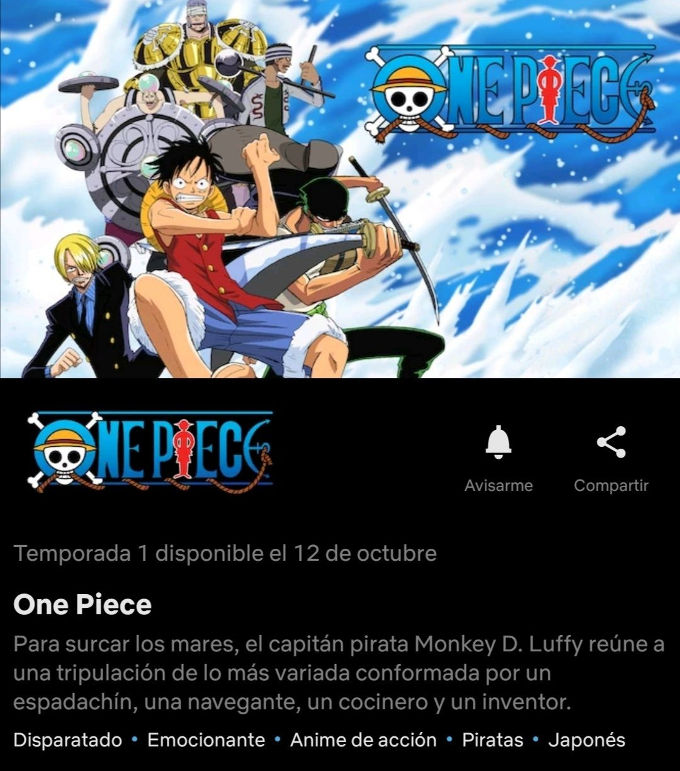 [Anime Netflix] One Piece saldrá en octubre en México y Brasil