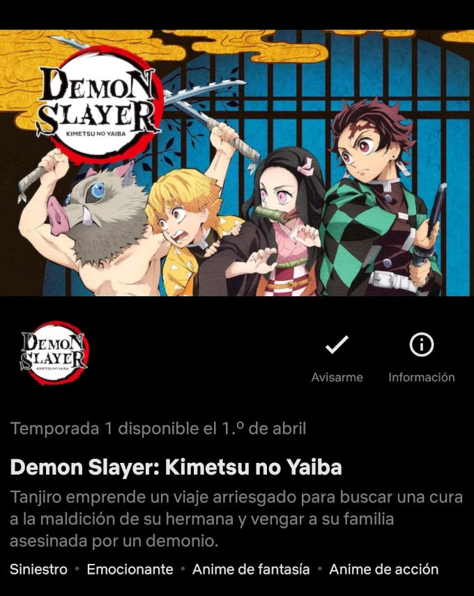 Kimetsu no Yaiba saldrá en español latino en abril en Netflix en México