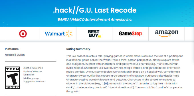 .hack//G.U. Last Recode para Nintendo Switch filtrado antes de tiempo