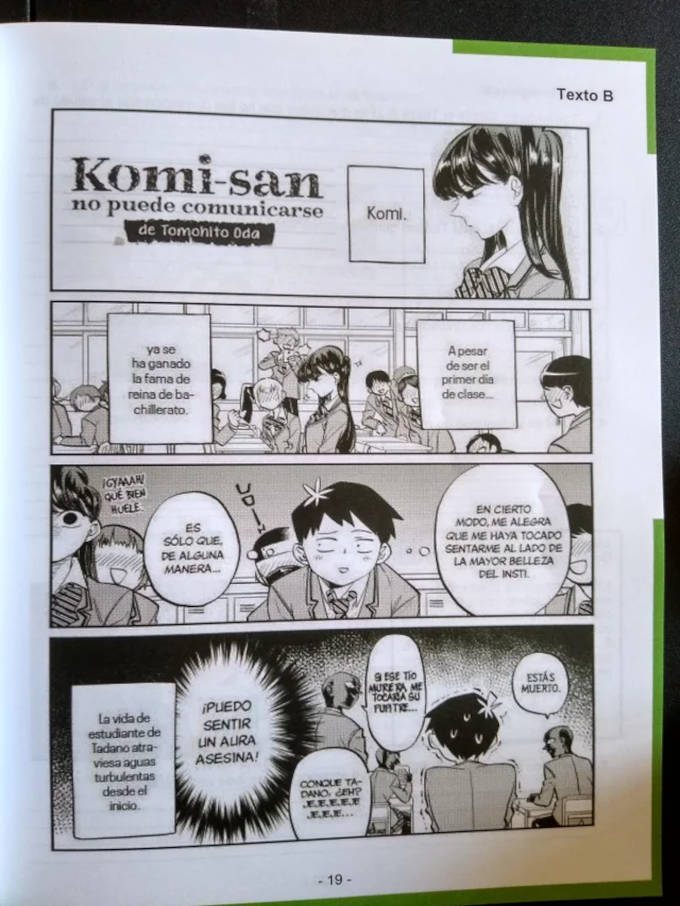 Komi-san aparece en libro de texto en México