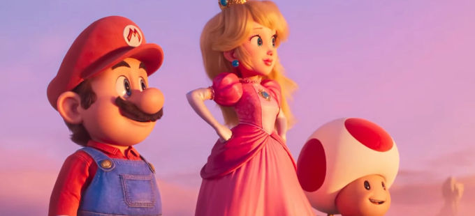 Donkey Kong y Peach en acción en la película de Super Mario Bros