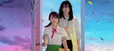 Suzume no Tojimari: Suzume y Souta en un cosplay en movimiento