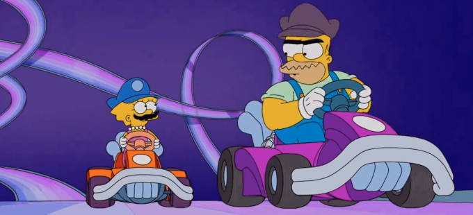 Los Simpson parodian a Mario Kart, ¿con todo y un error?
