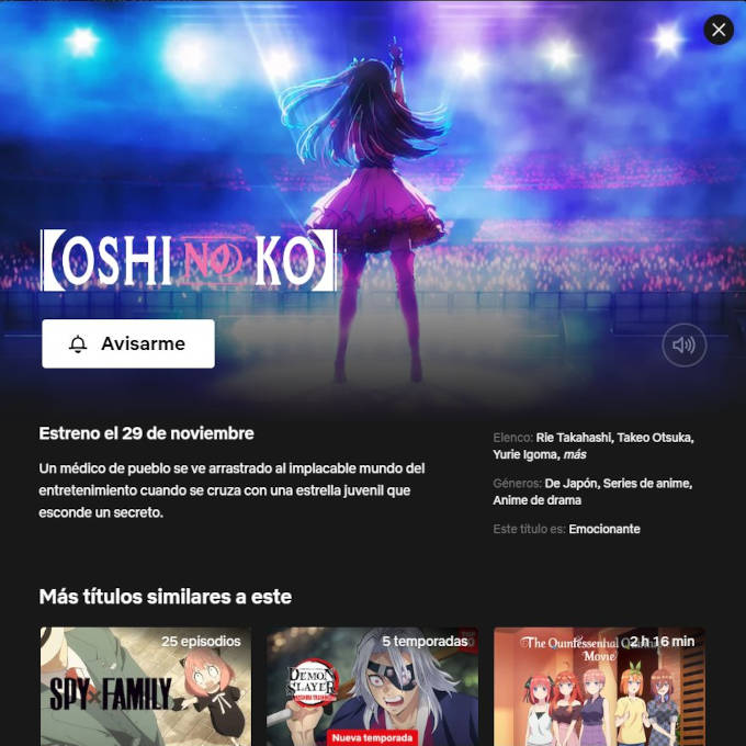 Oshi no Ko con fecha de estreno en Netflix para Latinoamérica